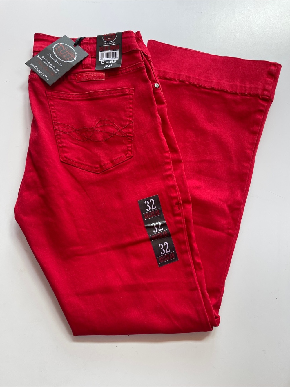 Cowgirl Tuff Red Hot Trousers 
32 Regular 
NWT